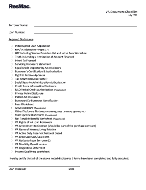 VA Loan Document Checklist
