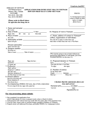 Vietnam Visa Application Form