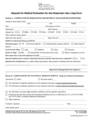 OSHA Respirator Medical Evaluation Form