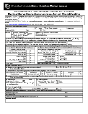 Medical Surveillance Questionnaire Annual Recertification