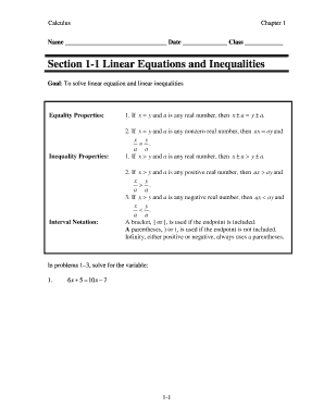 Calculus Chapter 1 Worksheet