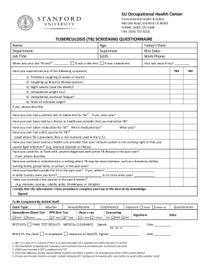 Tuberculosis Screening Questionnaire