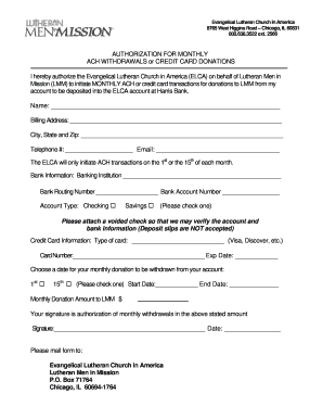ELCA Monthly Donation Authorization Form