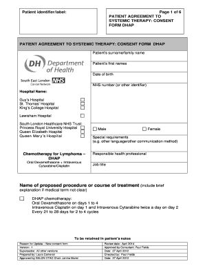 Patient Agreement to Systemic Therapy Consent Form DHAP