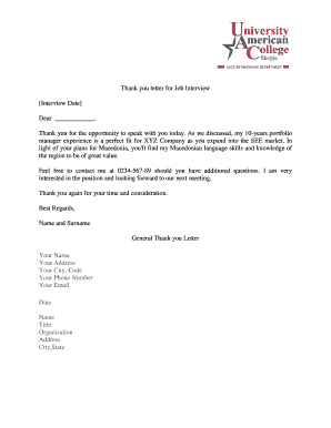 Thank You Letter for Job Interview