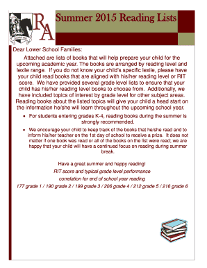 Summer Reading List and Log