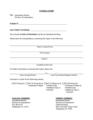 Florida Nonprofit Articles of Dissolution
