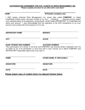ACH Authorization Agreement