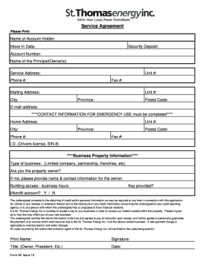 Service Agreement for Business Utilities