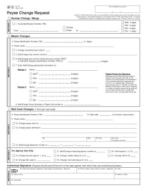 Texas Payee Change Request Form