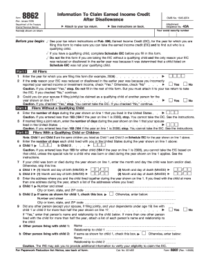 Form 8862 Information To Claim Earned Income Credit
