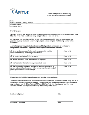 New Jersey 1099 Contractor Verification Form