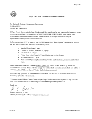 Vendor Master EPCC Form
