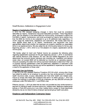 Small Business Addendum to Engagement Letter