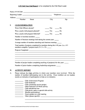 4-H Club Year-End Report