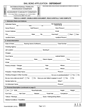 Bail Bond Application - Defendant