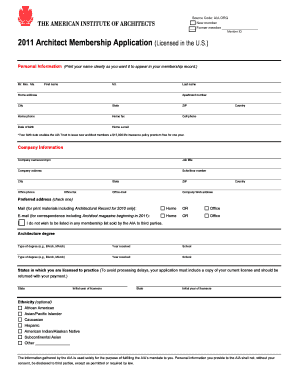 2011 Architect Membership Application