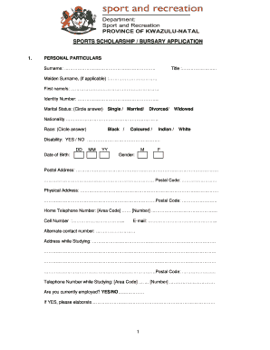Sports Scholarship Application Form