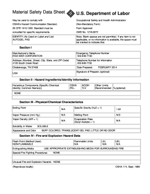 Material Safety Data Sheet