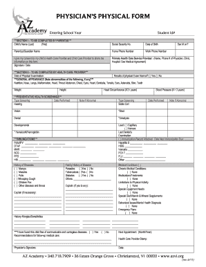 Fillable Online PHYSICIANS PHYSICAL FORM - AZ Academy Fax Email Print ...