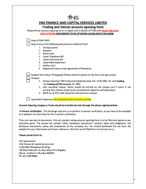 Trading and Demat Account Opening Form