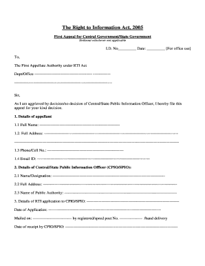 RTI First Appeal Form