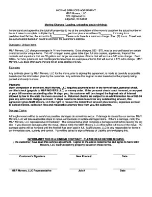 Moving Services Agreement