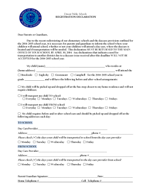 Dracut Public Schools Registration Declaration