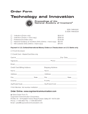 Technology and Innovation Order Form
