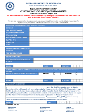 Supervisor Declaration Form for