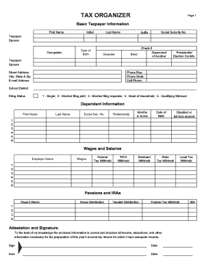 2015 Tax Organizer