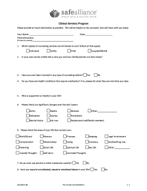 Clinical Services Program Pre-Counseling Assessment