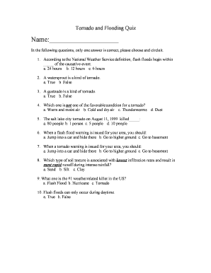 Tornado and Flooding Quiz