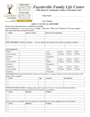 Adult Clinical History Form