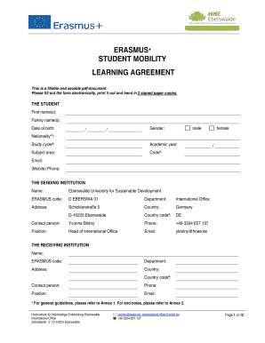 Erasmus+ Student Mobility Learning Agreement