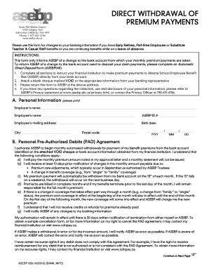 ASEBP Direct Withdrawal Form