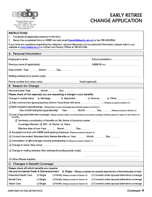 Early Retiree Change Application