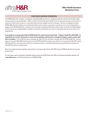 AFTRA Health Plan Other Insurance Information Form