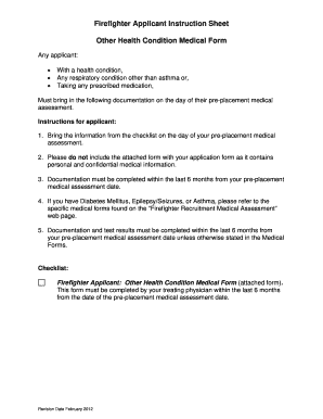 Firefighter Applicant Other Health Condition Medical Form
