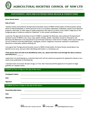 Photography Video Media Release Form