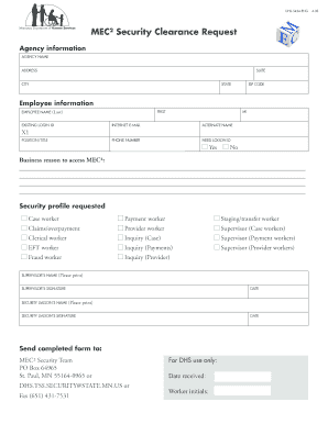 MEC² Security Clearance Request Form