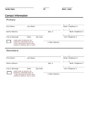 Garden Program Contact Information Form