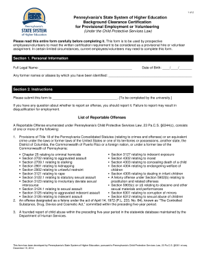 Pennsylvania Background Clearance Certification