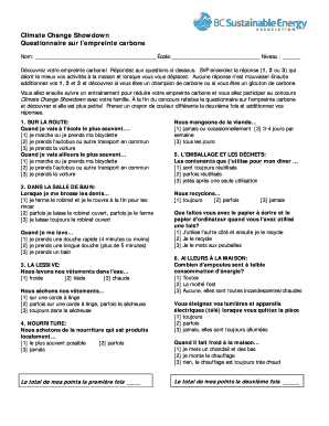 Questionnaire sur l’empreinte carbone