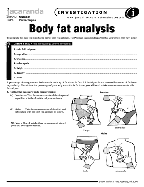 Body Fat Analysis Worksheet