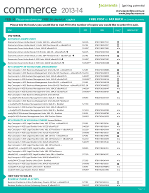 Jacaranda Education Order Form