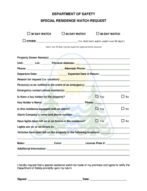 Special Residence Watch Request