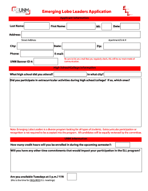 Be sure to list an email that you regularly check, this will be our main mode of - ell unm
