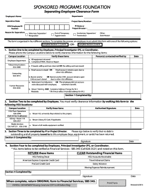 Employee Separation Clearance Form