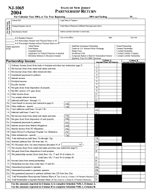 New Jersey Partnership Return Form NJ-1065
